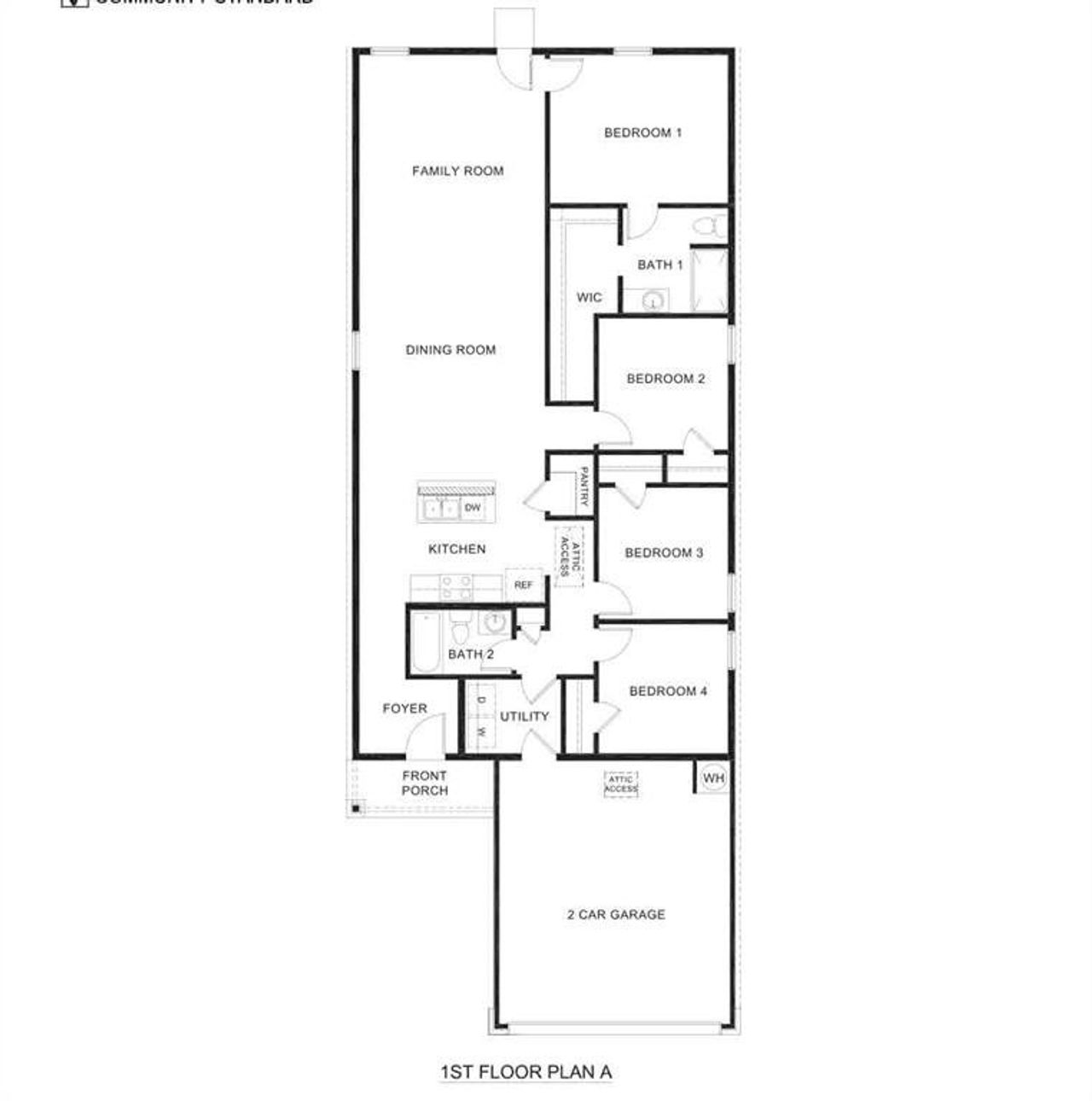 2D floor plan layout of this home in Creekside Ranch, Blue Ridge, TX (Image 2).