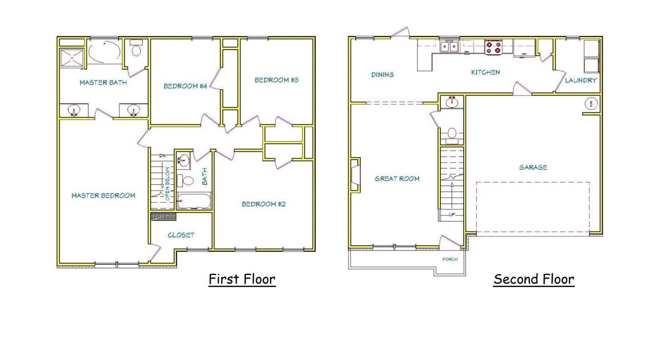2D floor plan layout for the Balsam by Capshaw in Fox Crossing, Griffin, GA (Image 2).