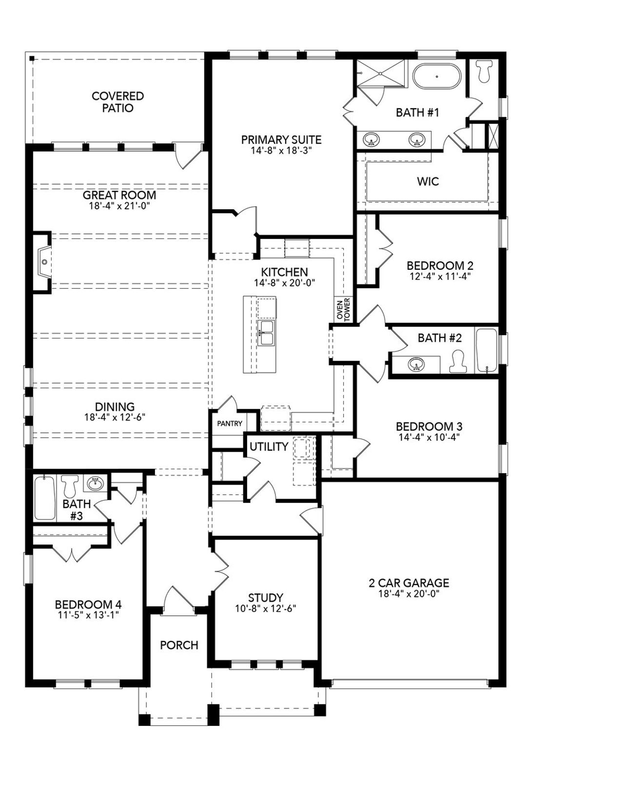 2D floor plan layout of this home in Country Lakes, Denton, TX (Image 2).