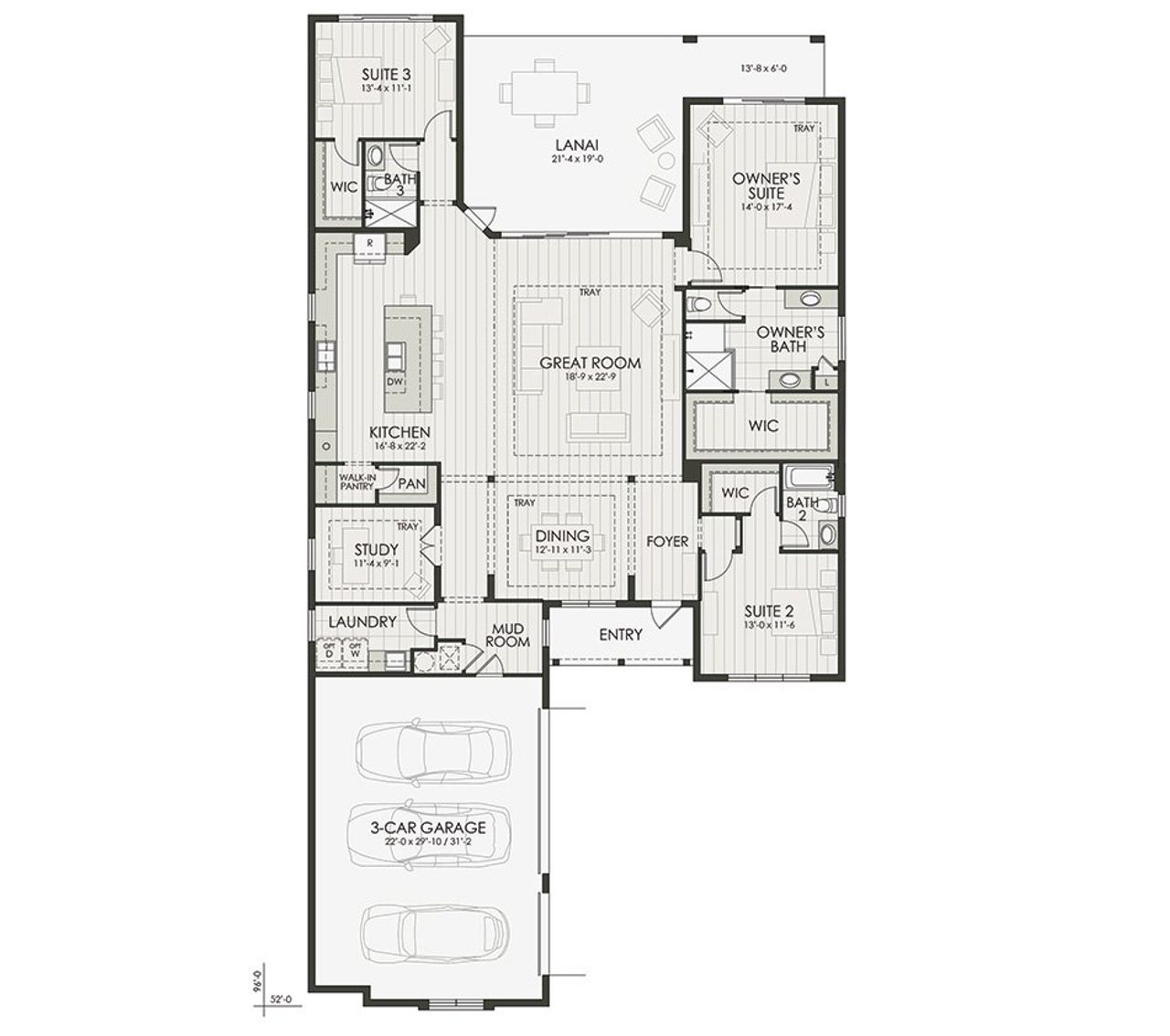 2D floor plan layout of this home in Palmera at Wellen Park, Venice, FL (Image 2).