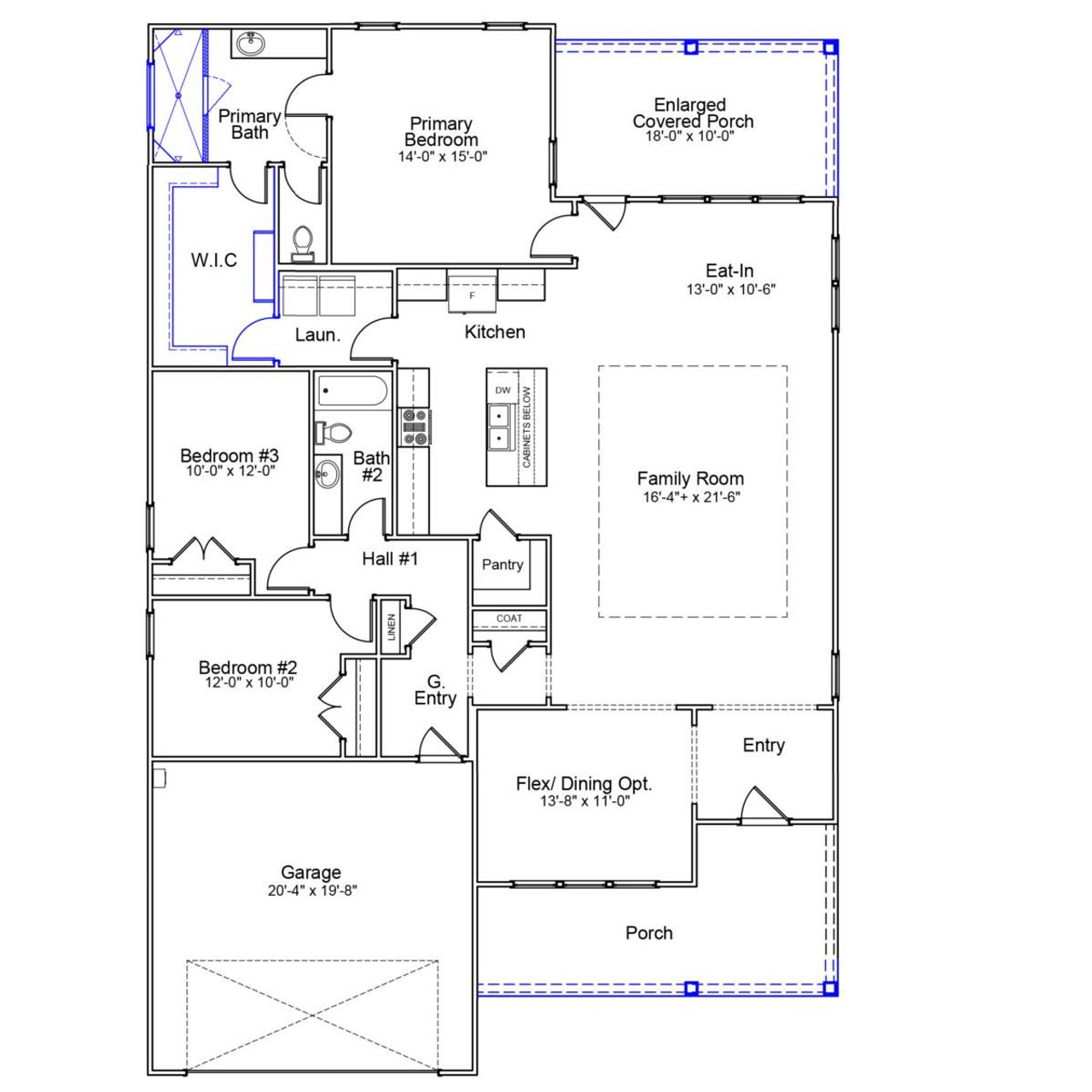 2D floor plan layout of this home in Pebble Branch, Chapin, SC (Image 2).
