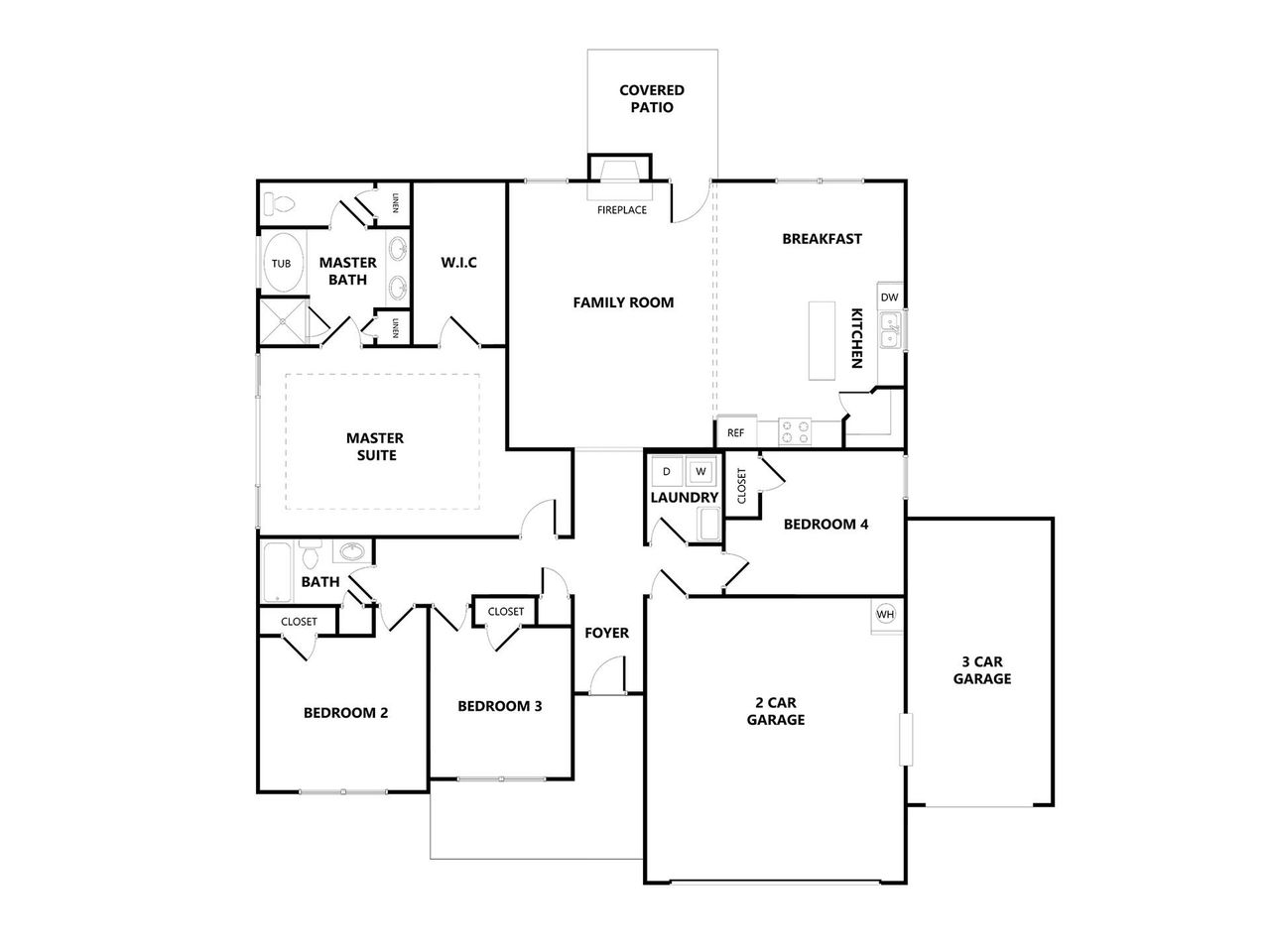 2D floor plan layout for the The Riverton by Expo Homes in Franklin Estates, Monroe, GA (Image 2).