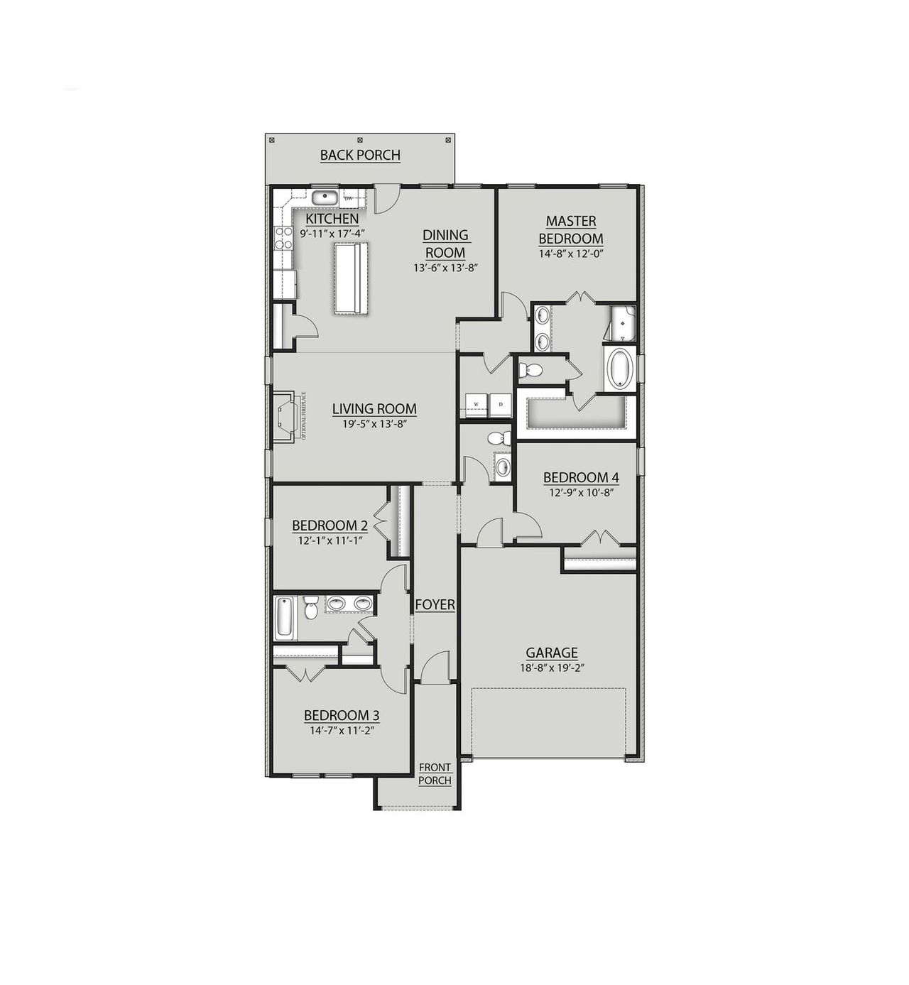 2D floor plan layout for the Wellington II B by DSLD Homes in Orange Gardens, Orange, TX (Image 2). 2D floor plan layout for the Wellington II B by DSLD Homes in Orange Gardens, Orange, TX (Image 2).