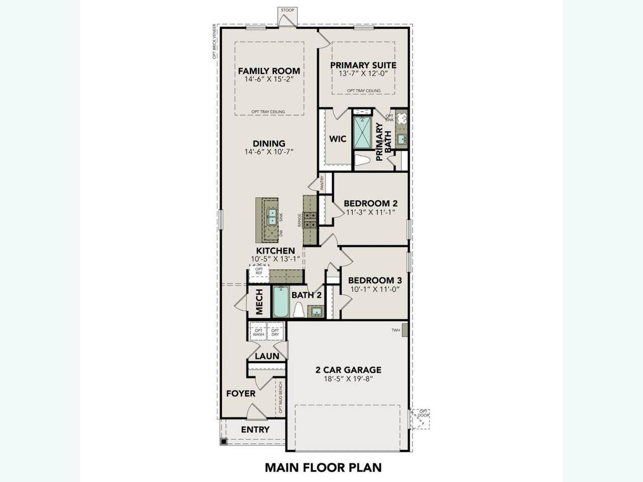 2D floor plan layout of this home in Windmill Estates, Magnolia, TX (Image 2).