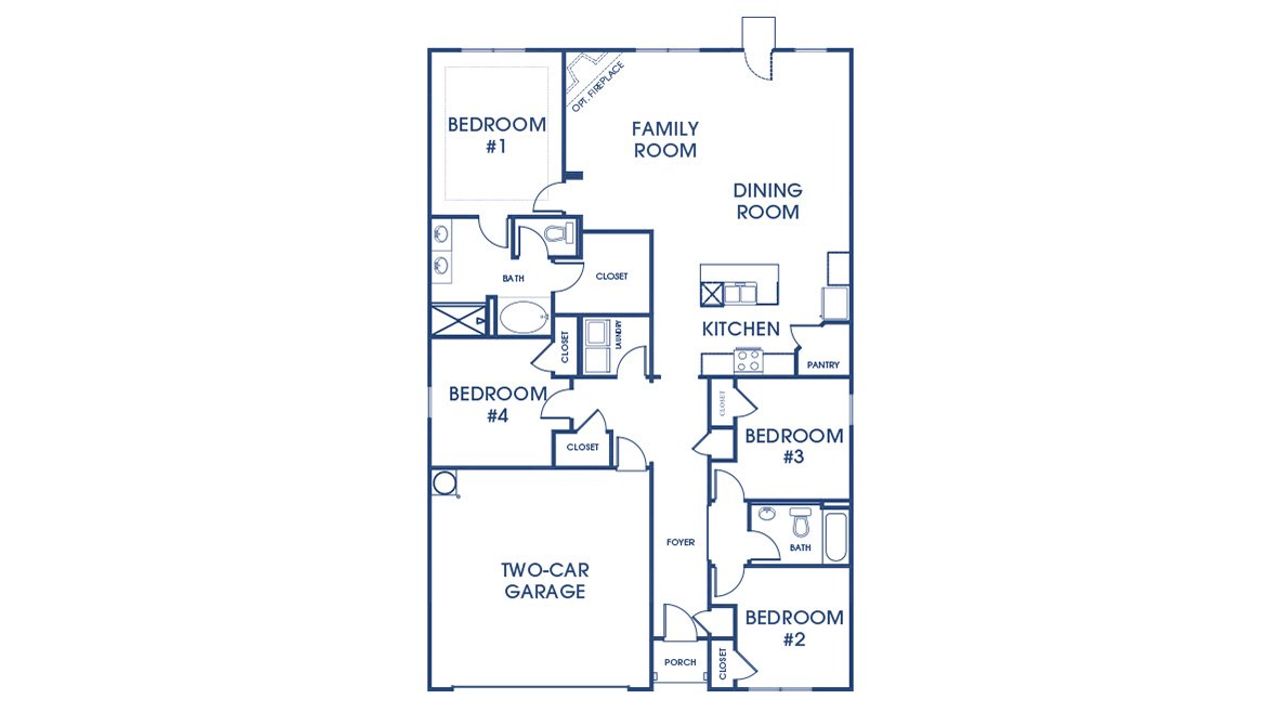 2D floor plan layout of this home in The Preserve at Agricultural Village, Perry, GA (Image 2).