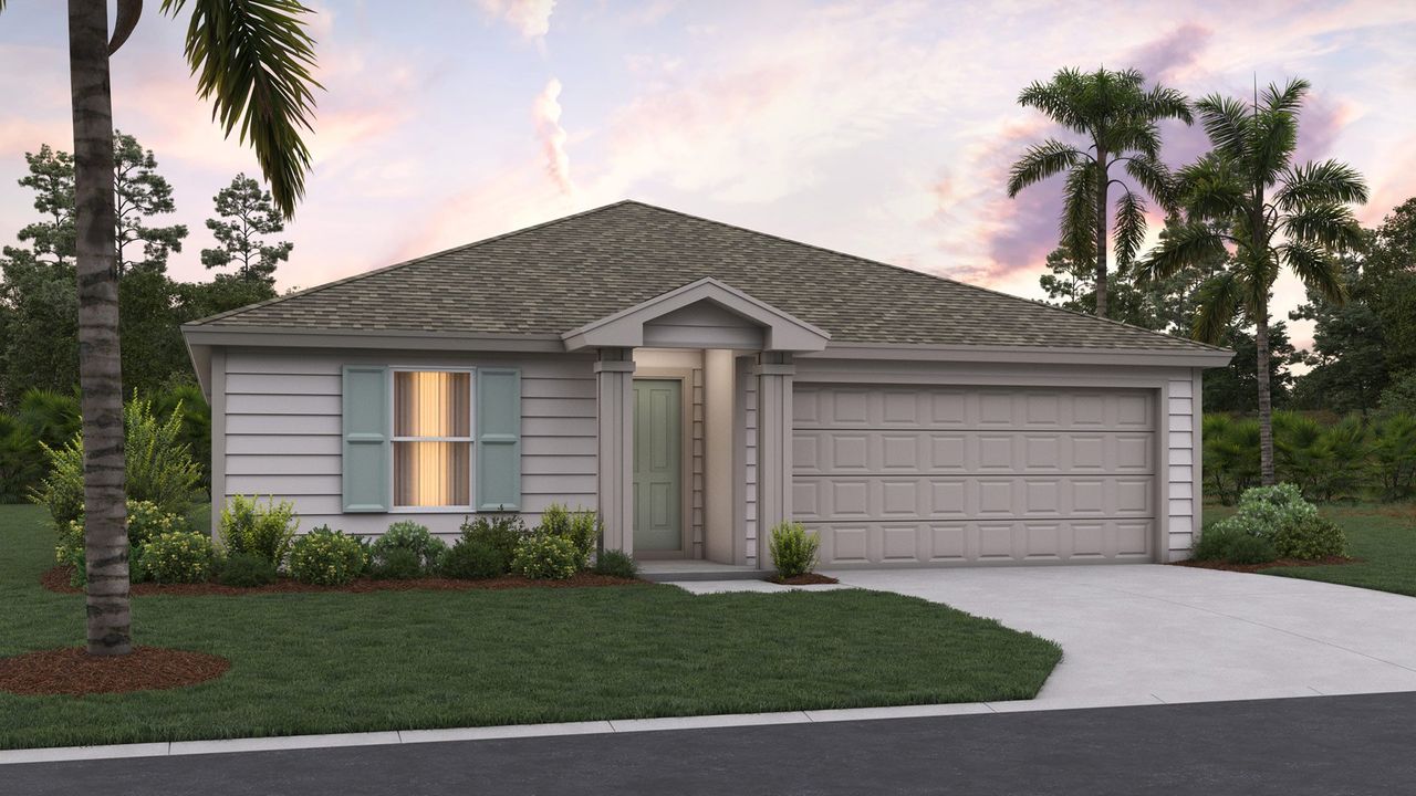 Representative exterior photo of a completed home built from the Dundee by D.R. Horton in Canopy Oaks, Kingsland, GA (Image 2).