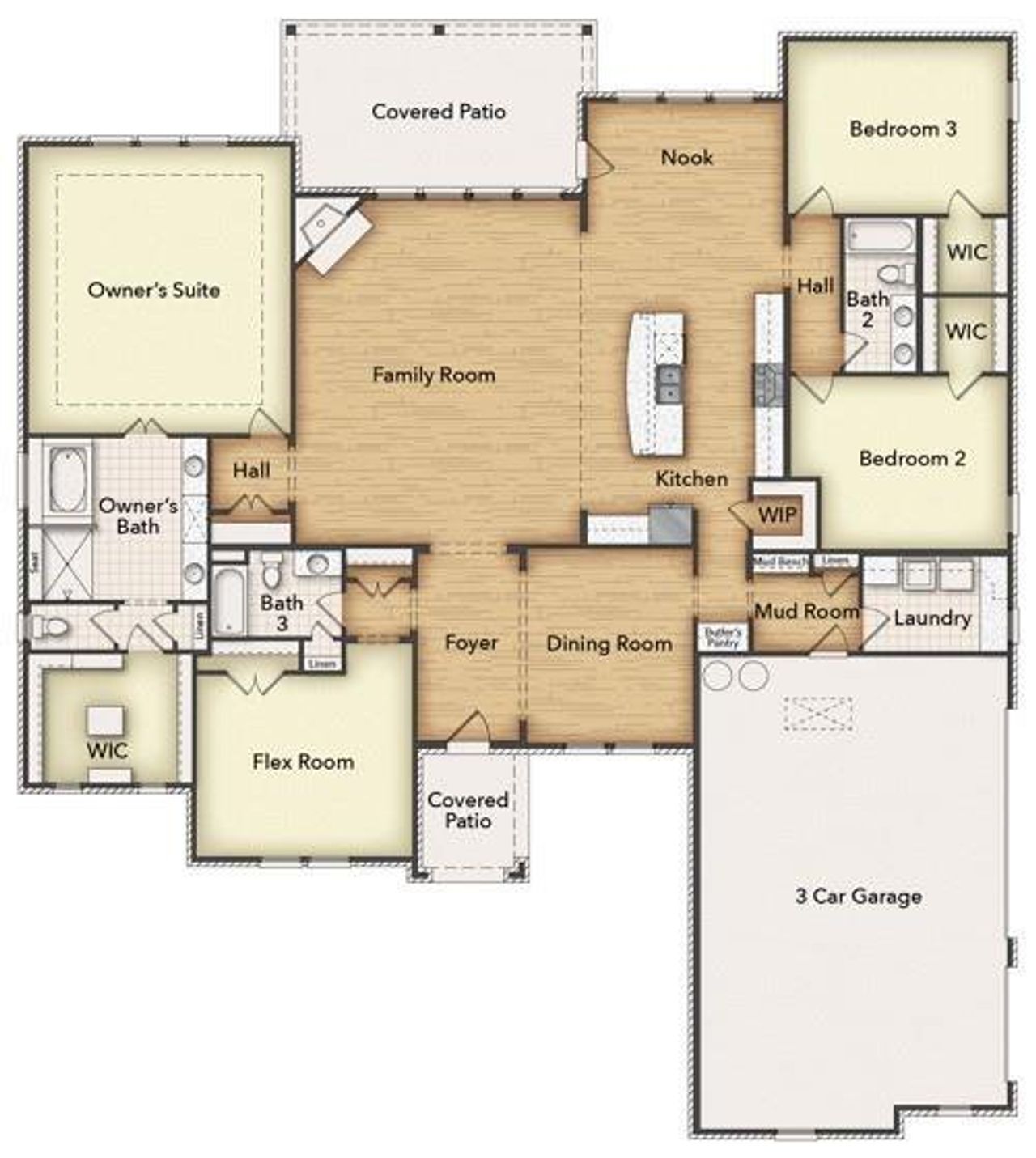 2D floor plan layout of this home in Grayson Ridge, Van Alstyne, TX (Image 2). 2D floor plan layout of this home in Grayson Ridge, Van Alstyne, TX (Image 2).