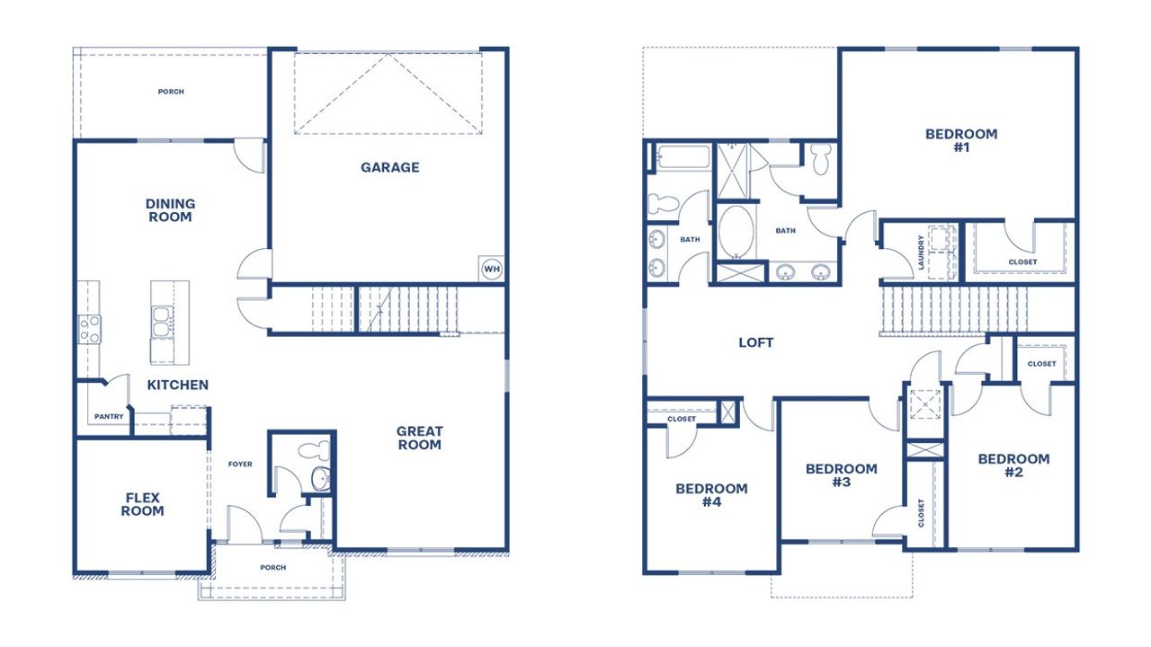 2D floor plan layout for the Bowers by D.R. Horton in Westland, Bogart, GA (Image 2).