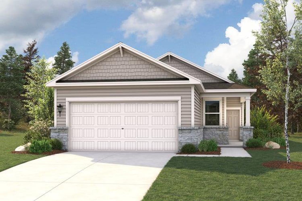 Front exterior of a new home in Evelyn, Austin, TX, highlighting curb appeal (Image 2).