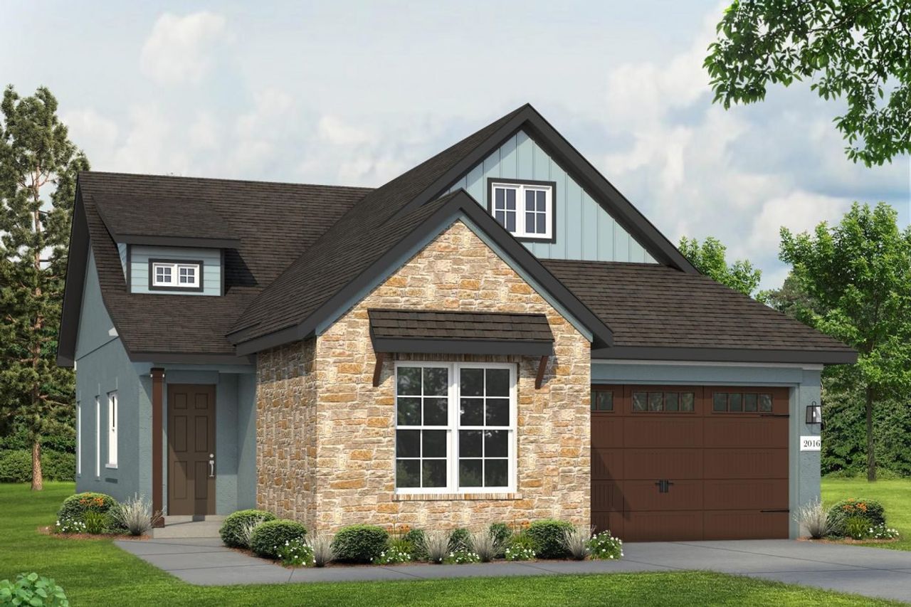 Representative exterior photo of a completed home built from the Cross Creek 2016 by Brohn Homes in Cross Creek, Cedar Park, TX (Image 2).