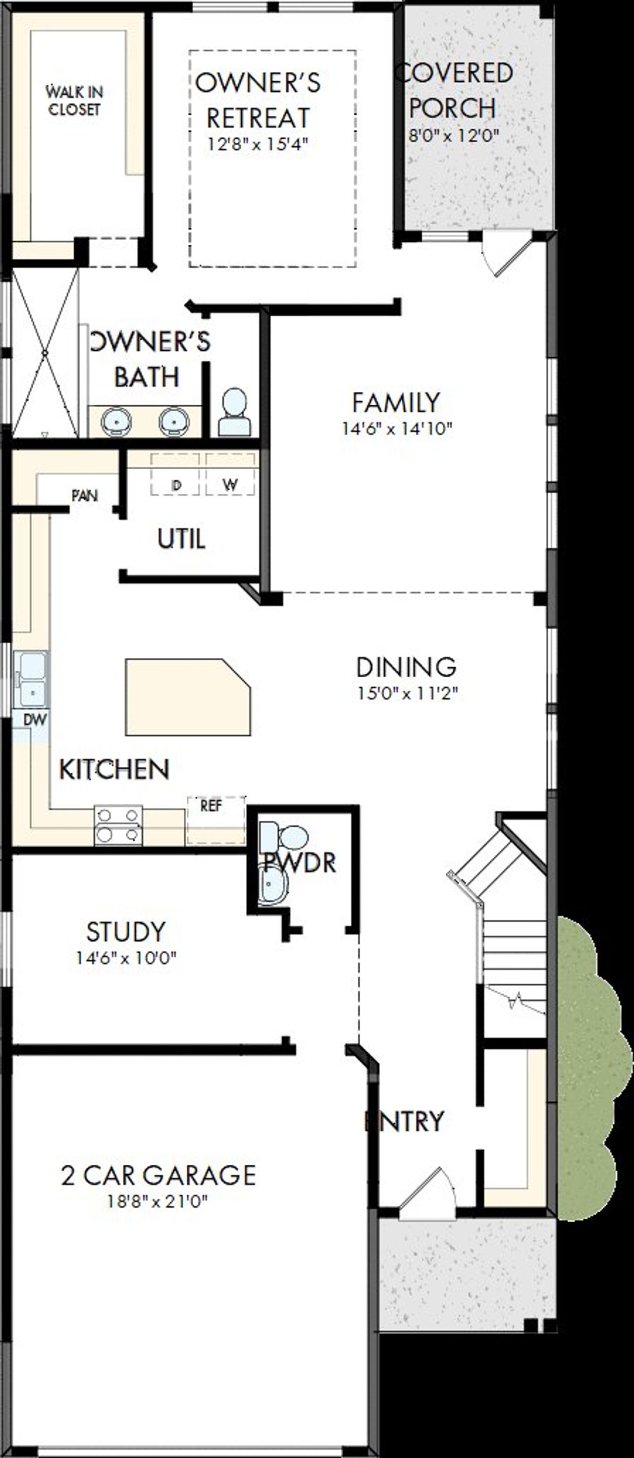 2D floor plan layout of this home in Creekshaw – Gardens, Royse City, TX (Image 2).
