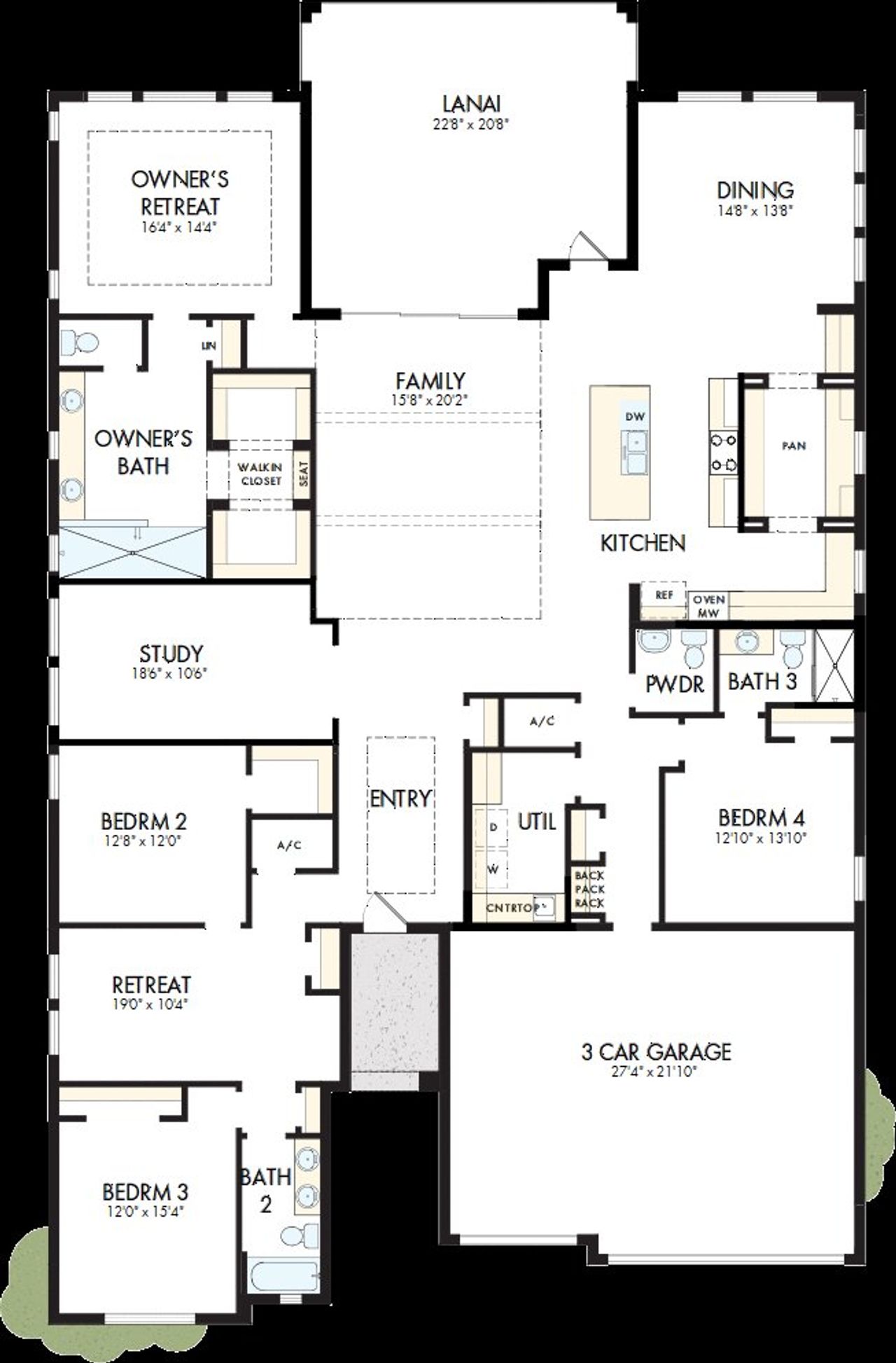2D floor plan layout of this home in Palmera Wellen Park – Executive Series, Venice, FL (Image 2).