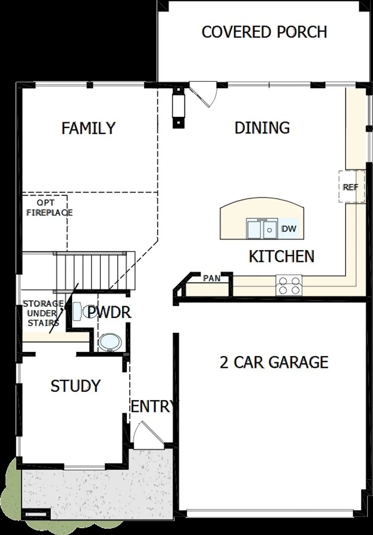 2D floor plan layout of this home in Double Creek Crossing – Classic Series, Round Rock, TX (Image 2).