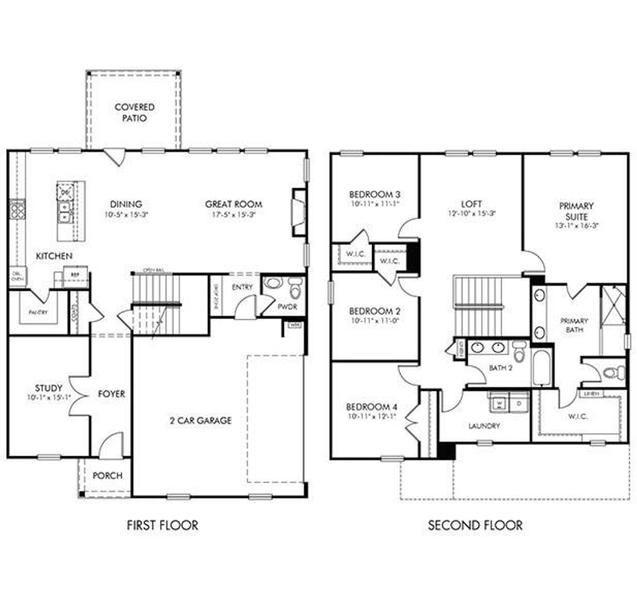 2D floor plan layout of this home in River Pointe, Monroe, GA (Image 2). 2D floor plan layout of this home in River Pointe, Monroe, GA (Image 2).