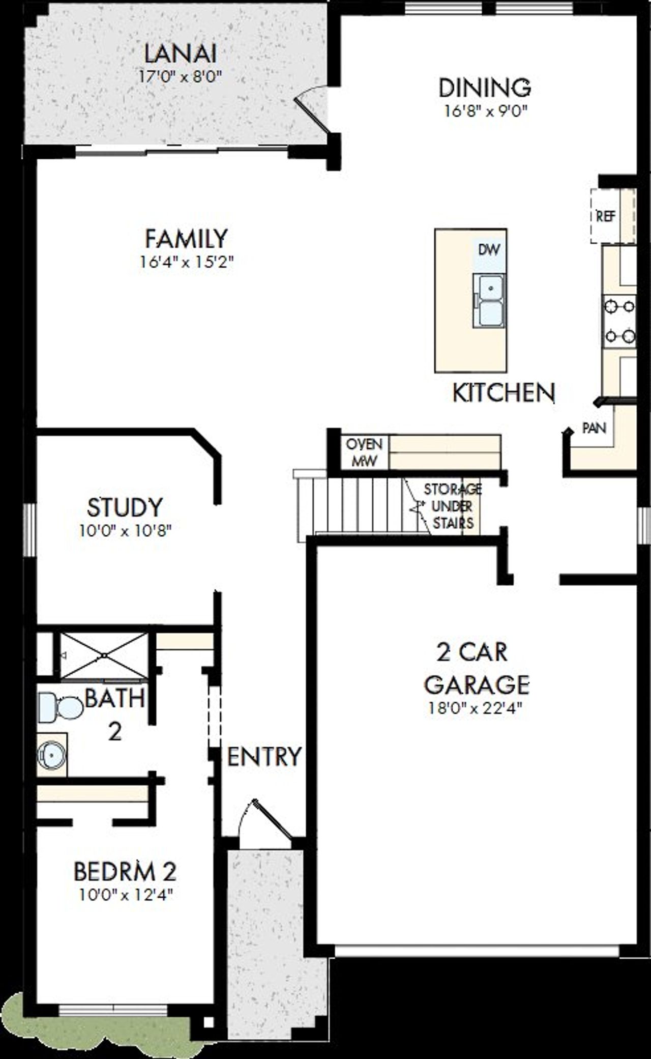 2D floor plan layout of this home in Oakfield at Mount Dora Cottage Series, Mount Dora, FL (Image 2).