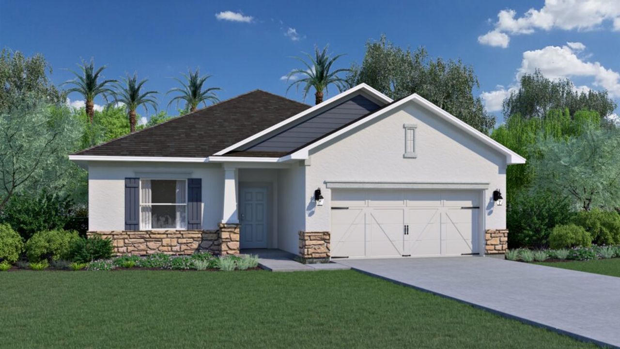Representative exterior photo of a completed home built from the Dania by Holiday Builders in Spirit Of Sebastian, Sebastian, FL (Image 2).
