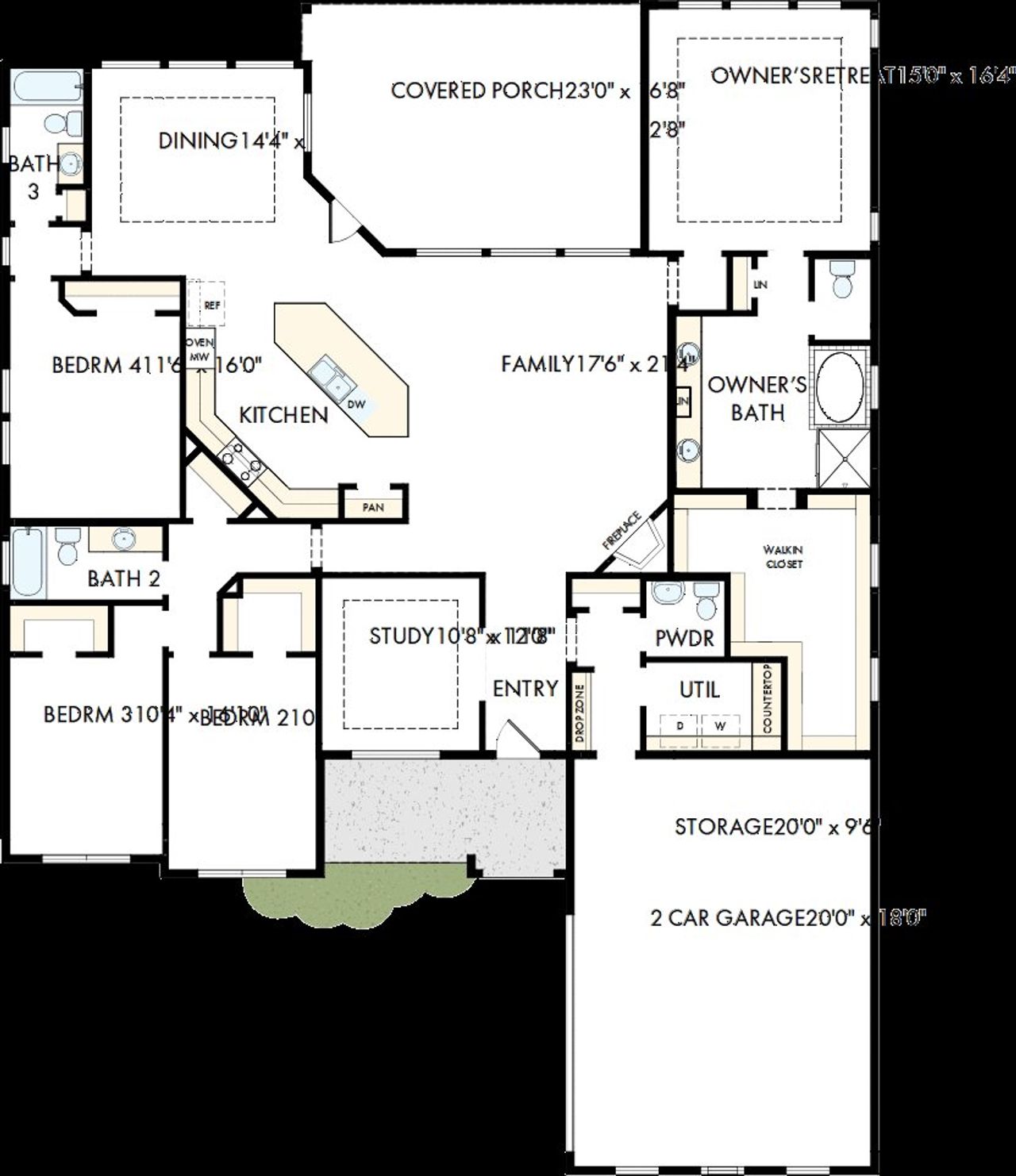 2D floor plan layout of this home in Terraces – Estates, Rockwall, TX (Image 2).