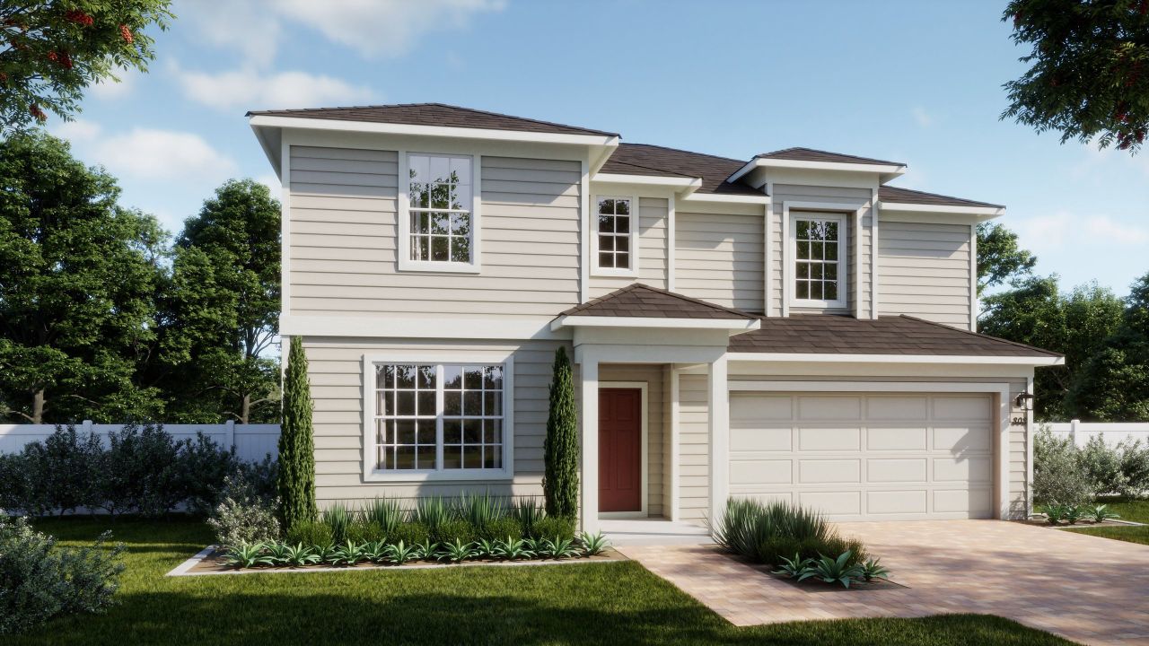 Representative exterior photo of a completed home built from the Finn by Risewell Homes in Marion Ridge, Haines City, FL (Image 2).