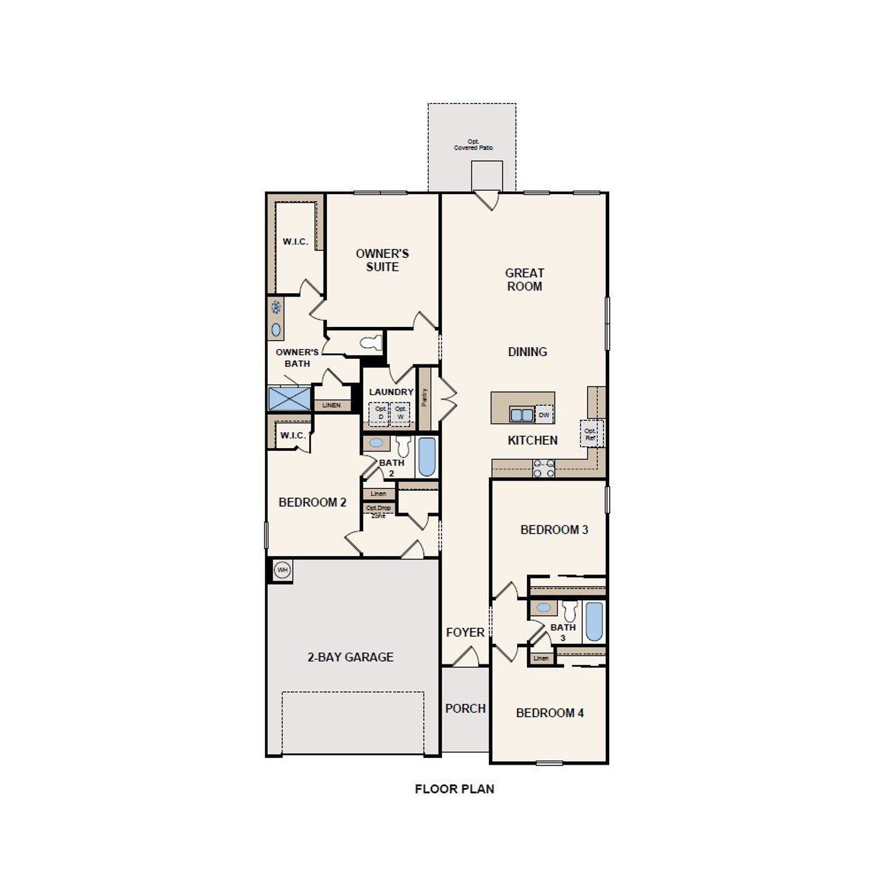 2D floor plan layout for the Brazos by Century Communities in Paloma at Sanford Farms, Waller, TX (Image 2).
