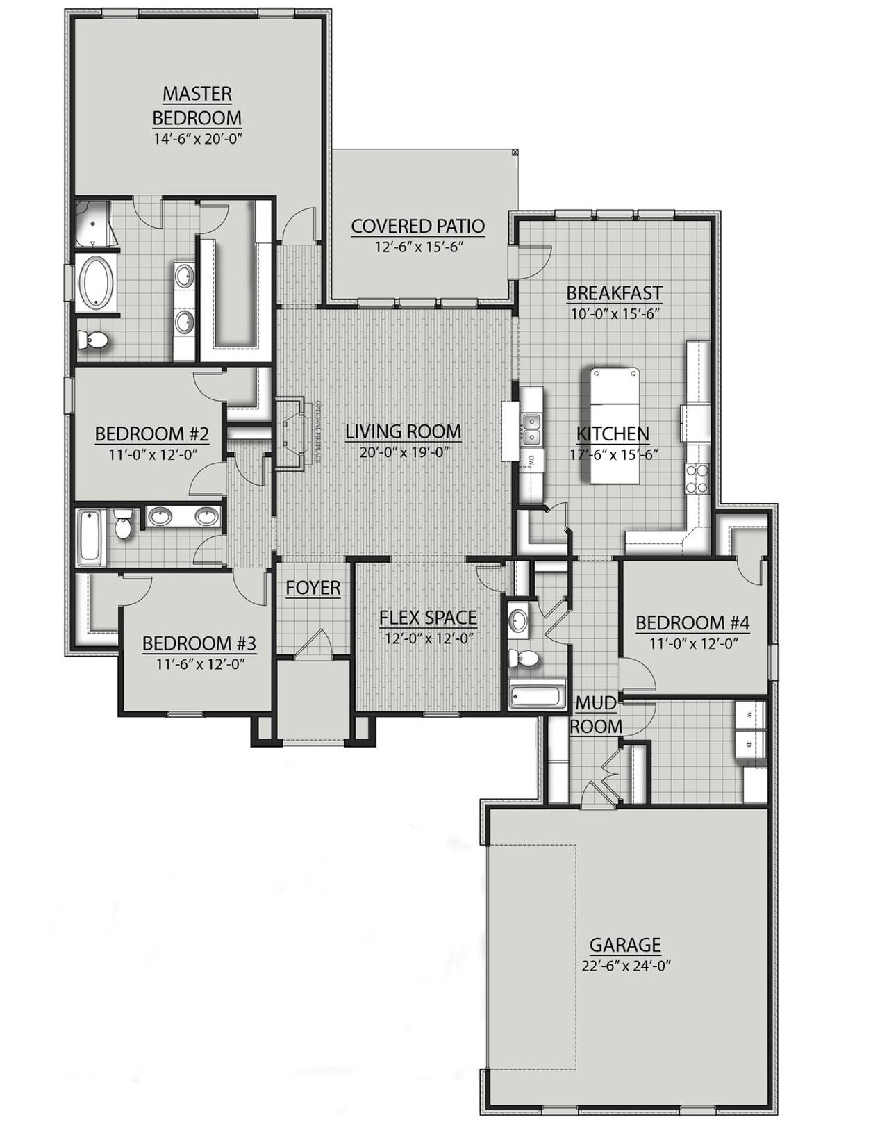 2D floor plan layout for the Renoir IV B by DSLD Homes in Iron Rock, Cantonment, FL (Image 2).