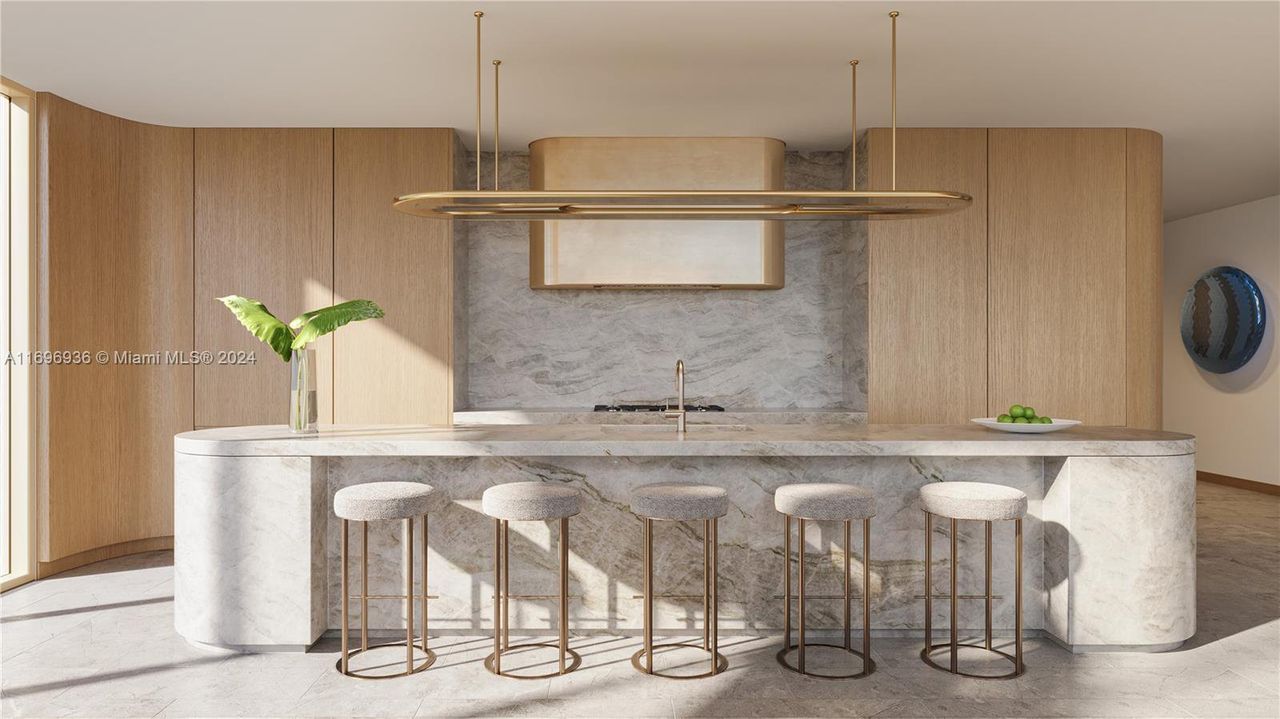 Furnished interior view inside a new home in Indian Creek Residences & Yacht Club, Bay Harbor Islands (Image 2).