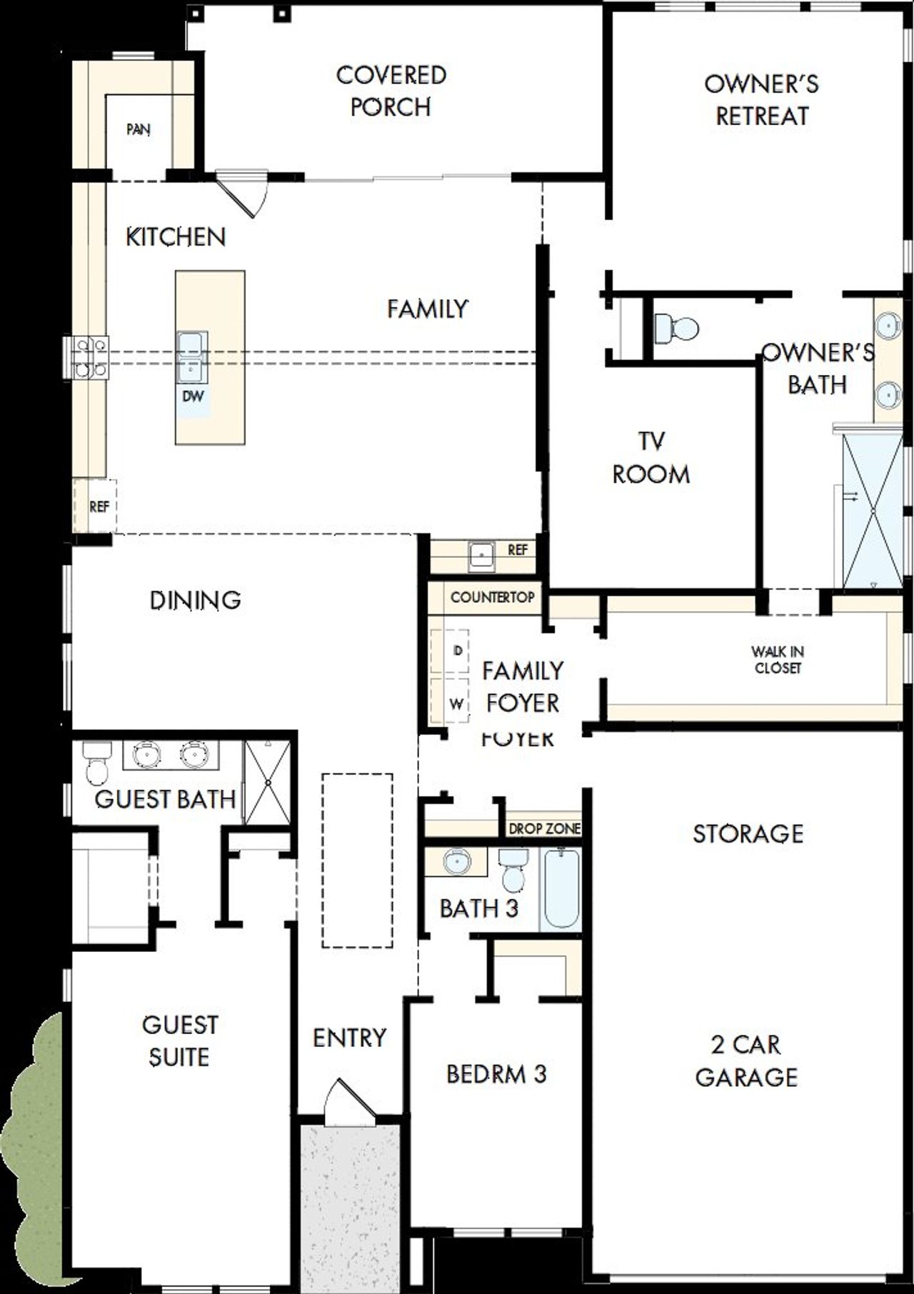 2D floor plan layout of this home in Kissing Tree – Summit Series, San Marcos, TX (Image 2).