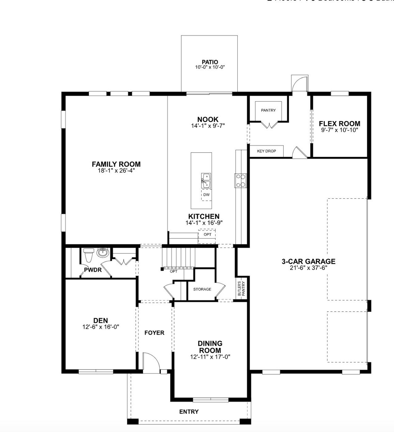 2D floor plan layout of this home in Solace at Corner Lake, Orlando, FL (Image 2).