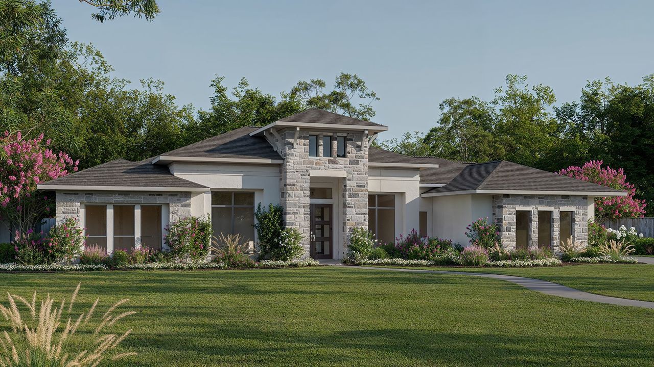 Representative exterior photo of a completed home built from the 3099A by Perry Homes in George's Ranch Acre, Boerne, TX (Image 2). Representative exterior photo of a completed home built from the 3099A by Perry Homes in George's Ranch Acre, Boerne, TX (Image 2).