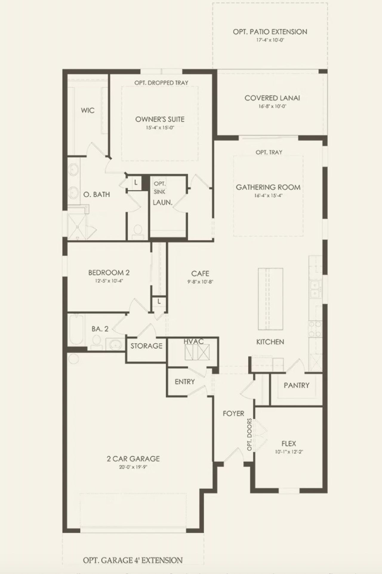 2D floor plan layout of this home in Del Webb Stone Creek, Ocala, FL (Image 2).