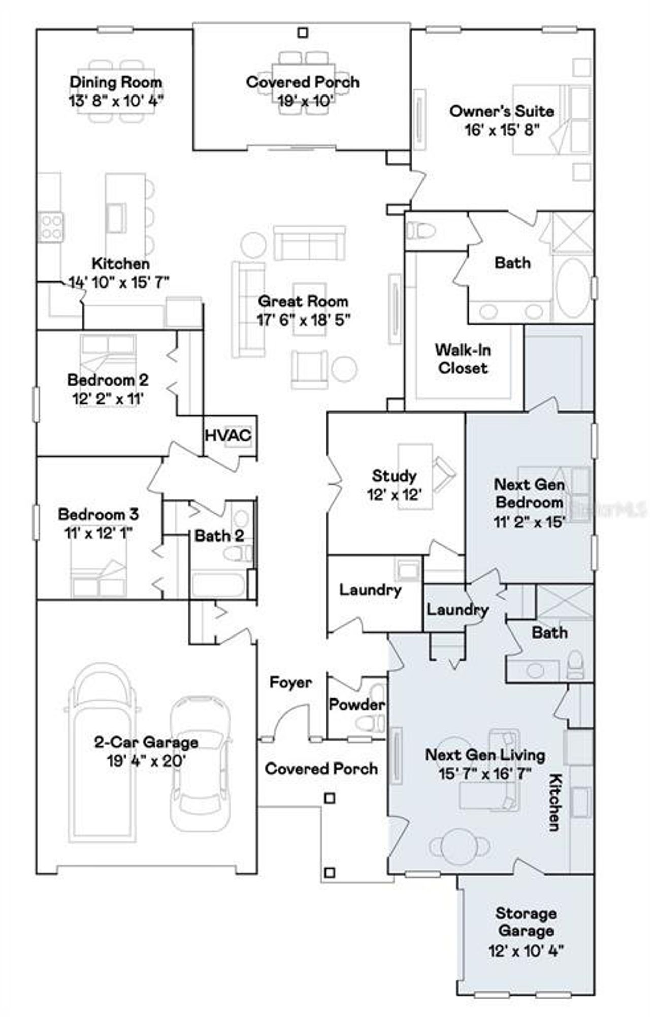 2D floor plan layout of this home in Trailhead Landing, Alachua, FL (Image 2).