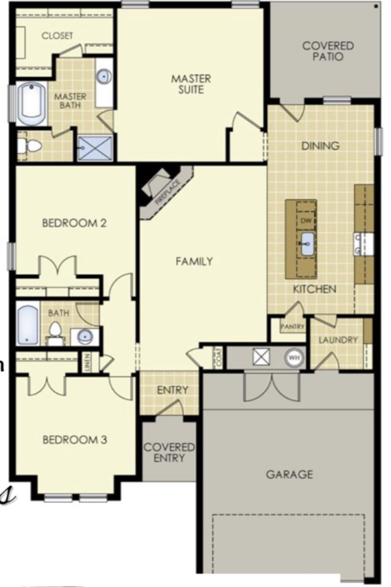 2D floor plan layout for the The Chincoteague by Wyldewood Homes in Washington Meadows, Sherman, TX (Image 2). 2D floor plan layout for the The Chincoteague by Wyldewood Homes in Washington Meadows, Sherman, TX (Image 2).
