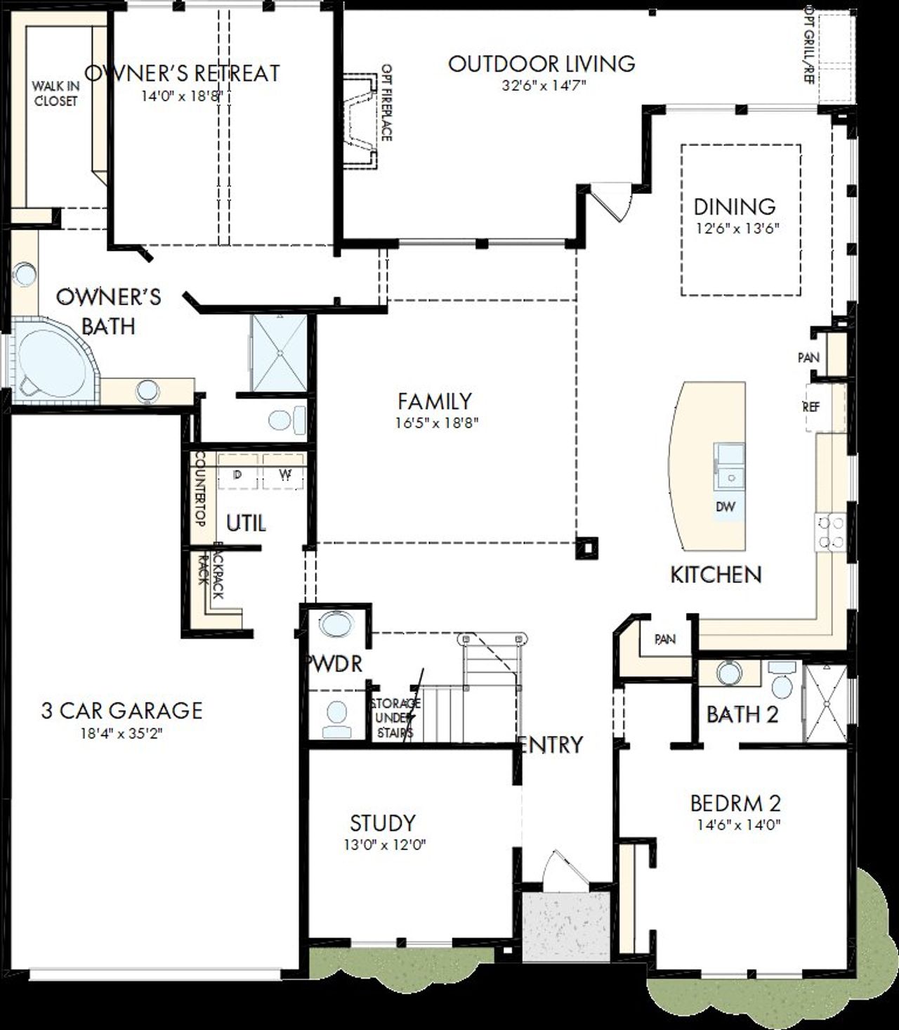 2D floor plan layout of this home in Sienna - Parkview Collection, Missouri City, TX (Image 2). 2D floor plan layout of this home in Sienna - Parkview Collection, Missouri City, TX (Image 2).