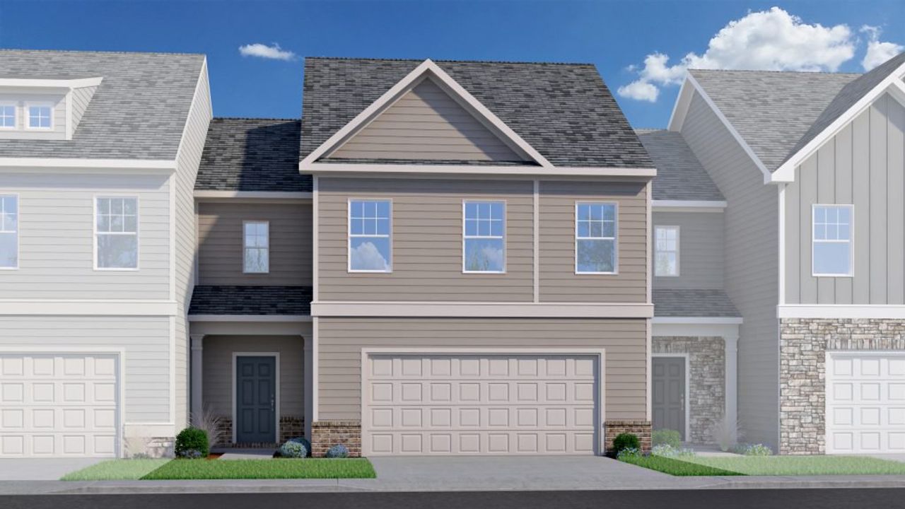 Front exterior of a new home in The Retreat at Browns Ridge, Newnan, GA, highlighting curb appeal (Image 2).