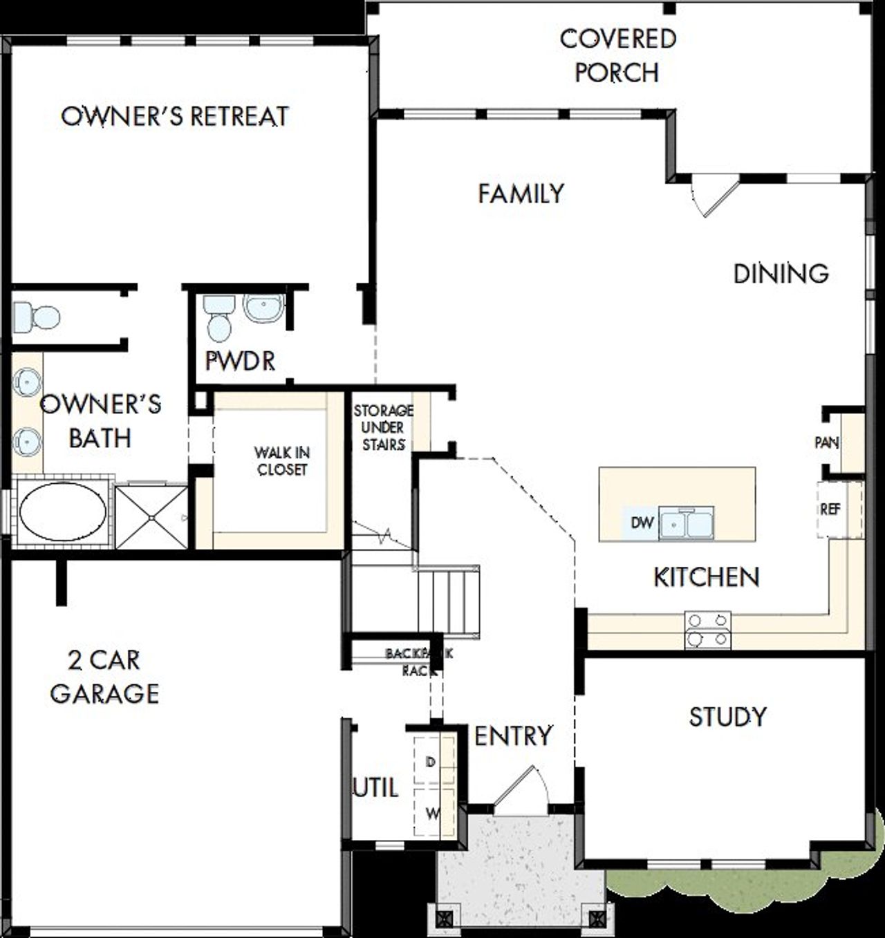 2D floor plan layout of this home in Sunfield, Buda, TX (Image 2).