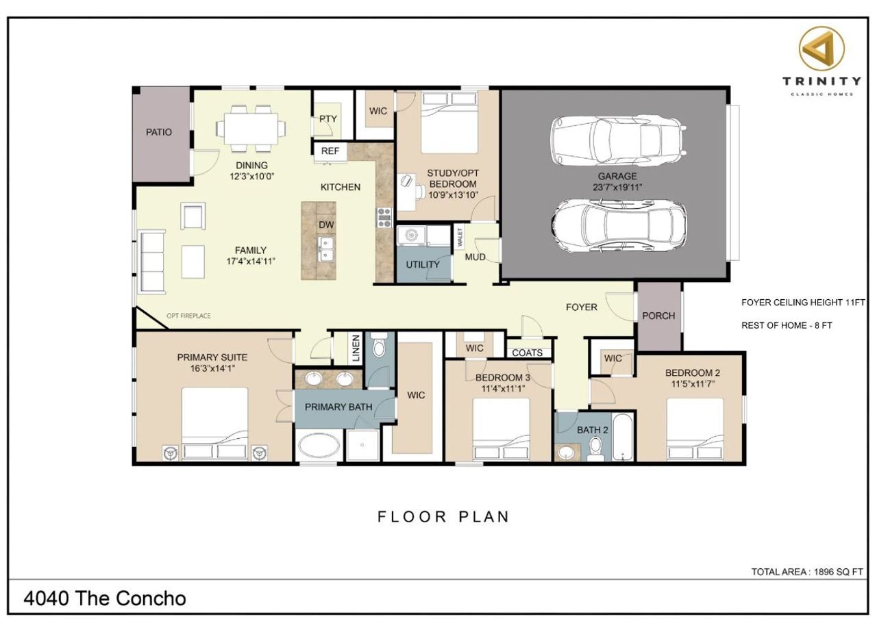 2D floor plan layout of this home in Covenant Park, Springtown, TX (Image 2). 2D floor plan layout of this home in Covenant Park, Springtown, TX (Image 2).