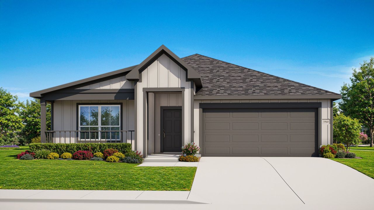 Representative exterior photo of a completed home built from the Kimbell by DRB Homes in Spring Creek, Taylor, TX (Image 2).