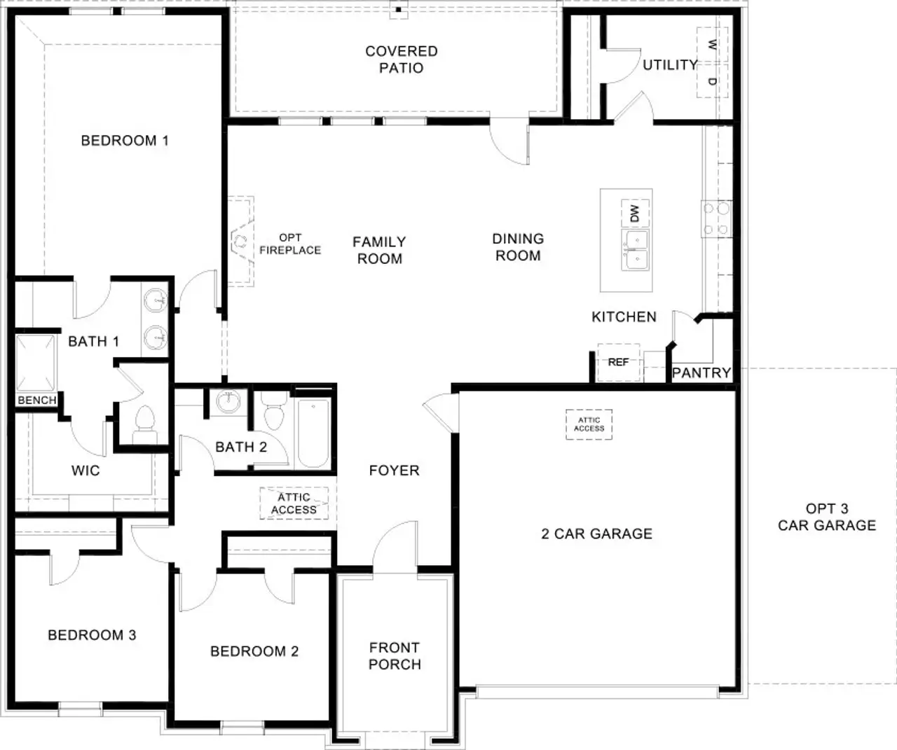 2D floor plan layout of this home in Fireside by the Lake, Garland, TX (Image 2).