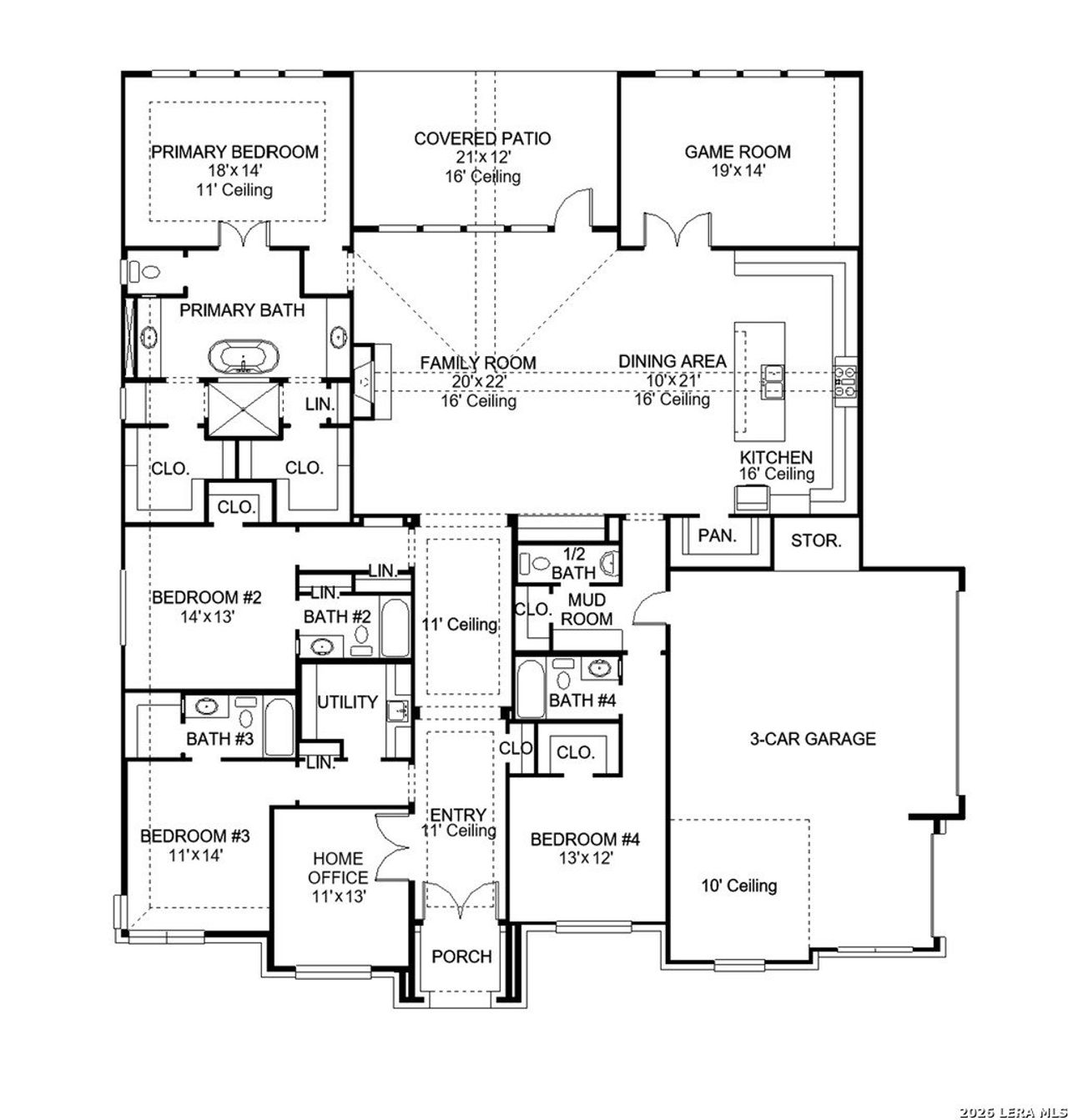 2D floor plan layout of this home in Megan's Landing, Castroville, TX (Image 2).