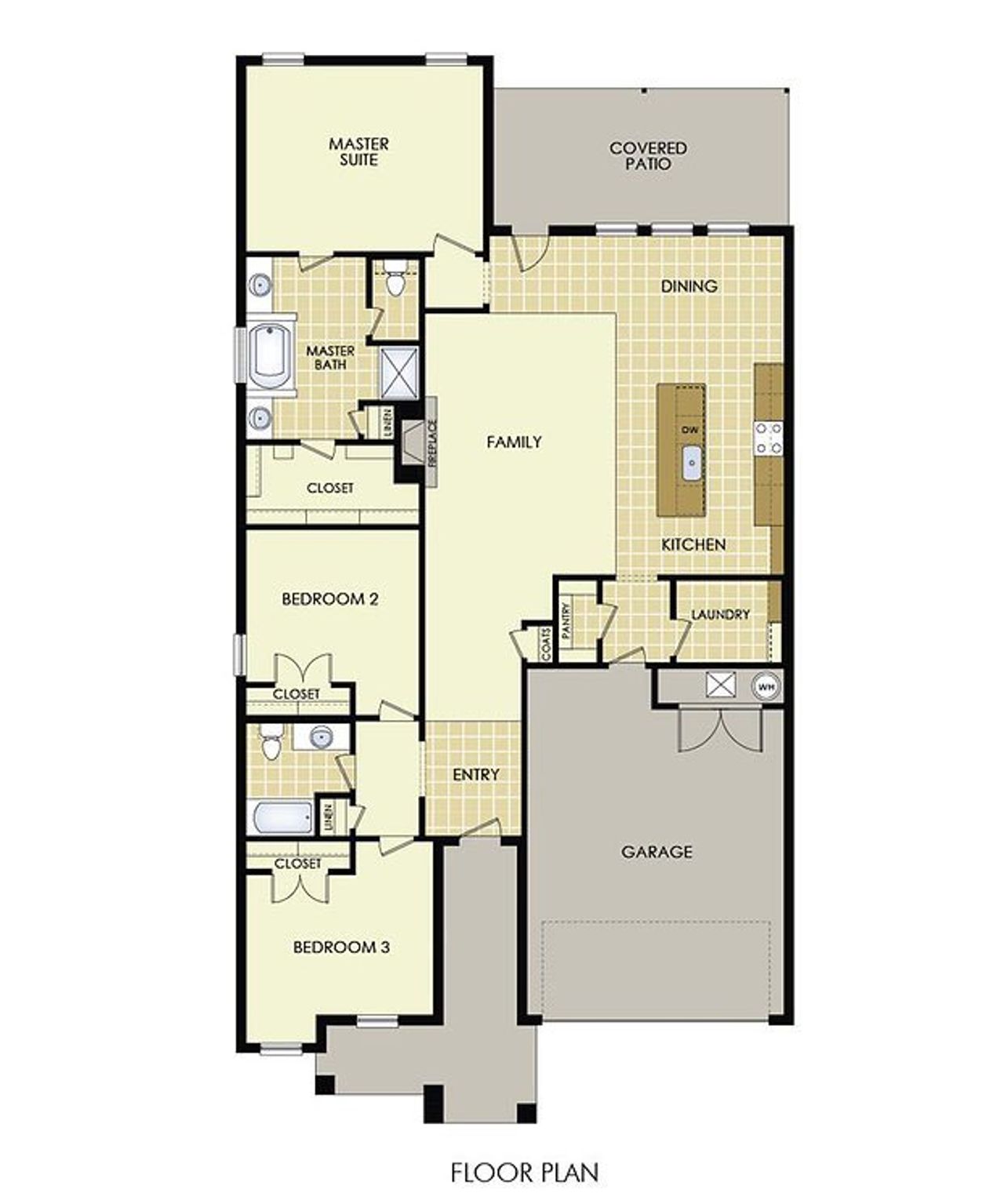 2D floor plan layout for the Lusitano by Wyldewood Homes in Rose Hill, Denison, TX (Image 2).