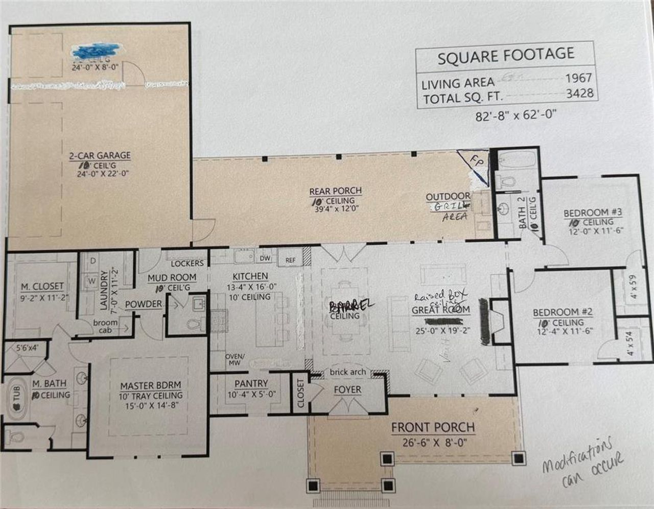 Floor plan drawing, modifications can occur