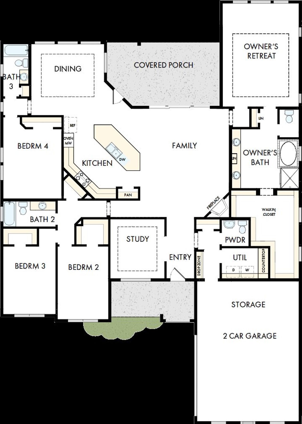 2D floor plan layout of this home in Redden Farms - Manor Series, Midlothian, TX (Image 2).