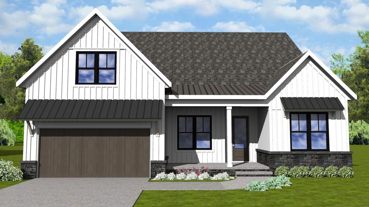 Representative exterior photo of a completed home built from the Southport by Knotts Builders in Hambright Forest, Huntersville, NC (Image 2).