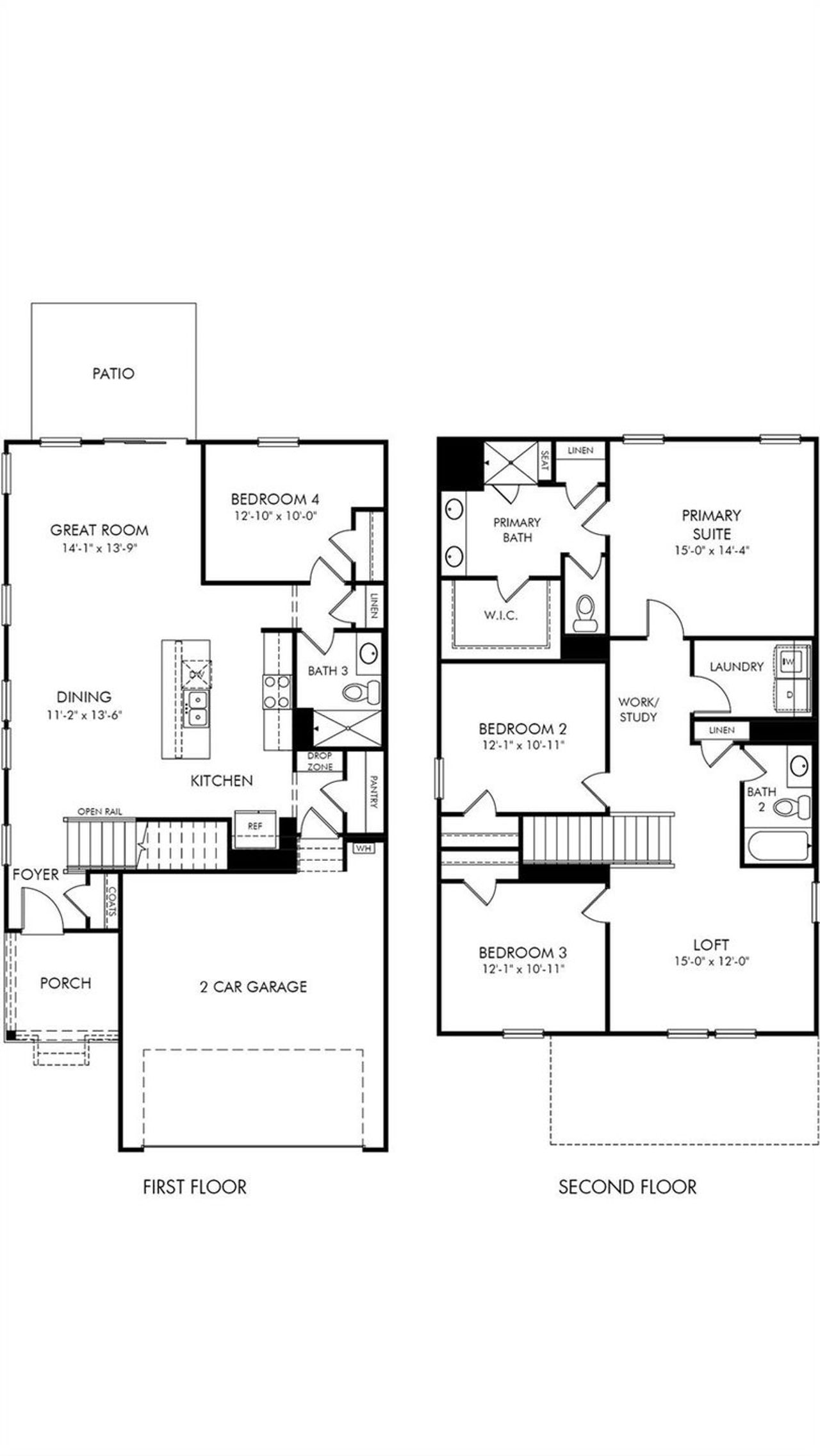 2D floor plan layout of this home in Trivium Meadows, Newton, NC (Image 2).