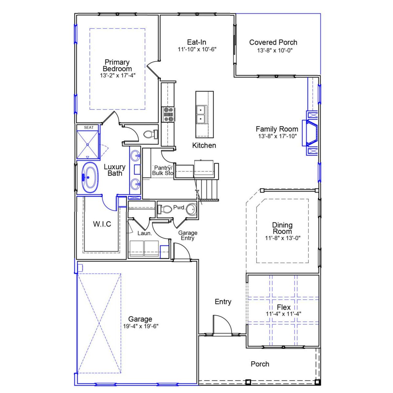 2D floor plan layout of this home in Hawthorn Ridge, Inman, SC (Image 2).