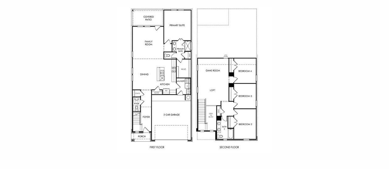 2D floor plan layout of this home in Sanford Farms - Traditional Series, Waller, TX (Image 2).