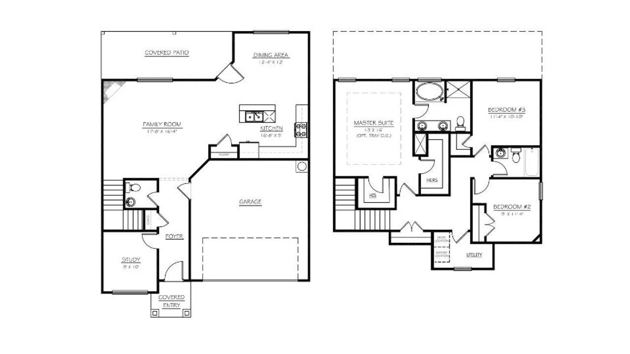 2D floor plan layout for the Bakersfield by D.R. Horton in Bentley Manor, Greer, SC (Image 2).
