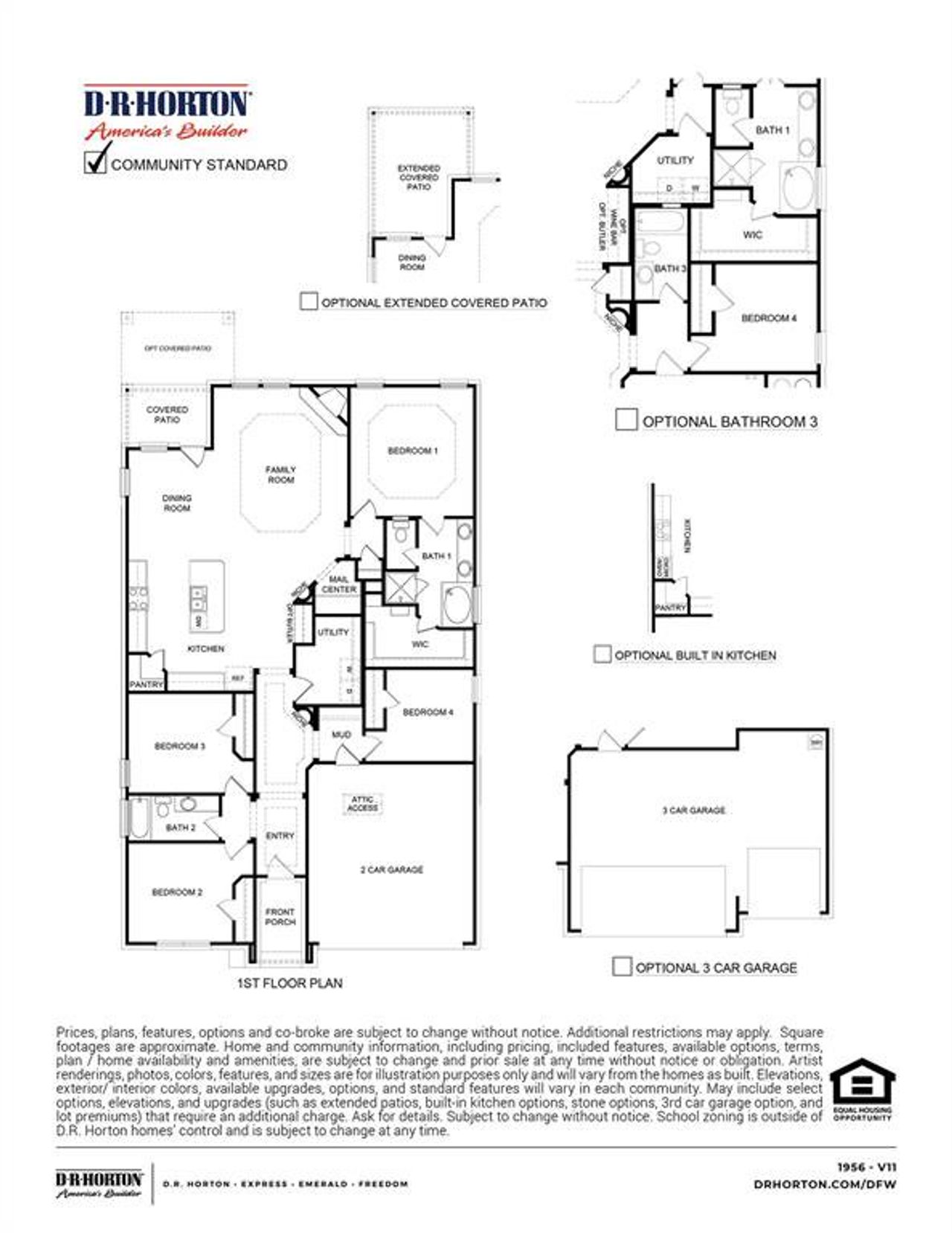 2D floor plan layout of this home in Lakewood Trails, Forney, TX (Image 2).