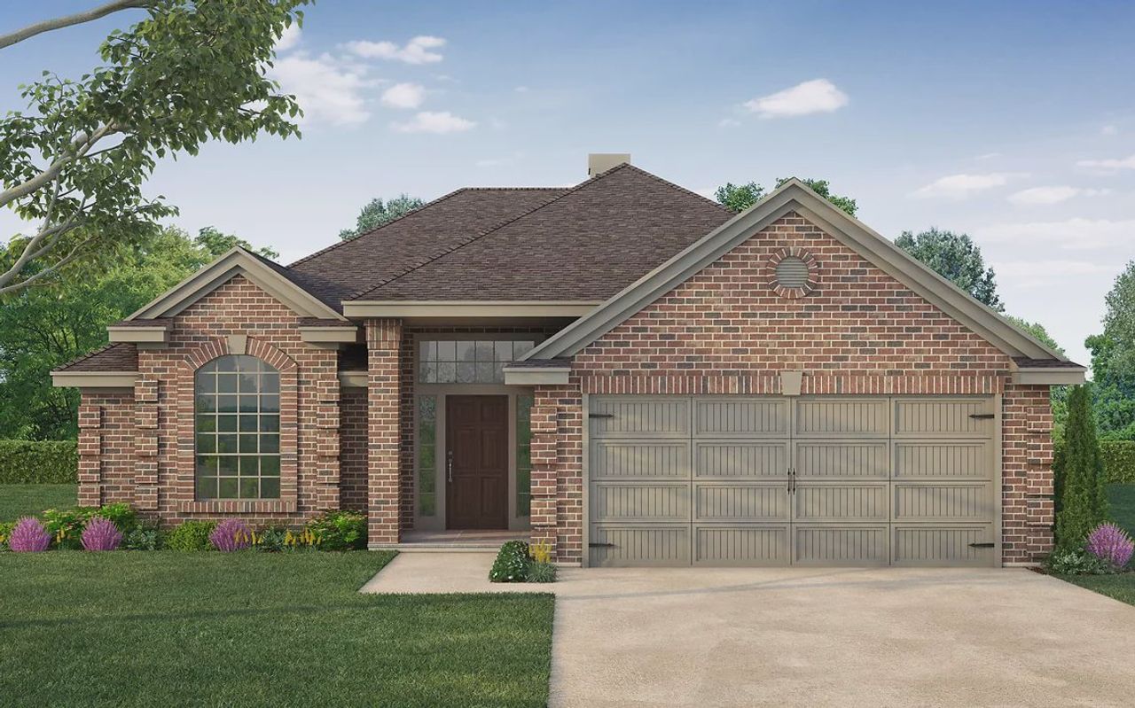 Representative exterior photo of a completed home built from the Sherman by Kendall Homes in Encino Estates, Dayton, TX (Image 2). Representative exterior photo of a completed home built from the Sherman by Kendall Homes in Encino Estates, Dayton, TX (Image 2).