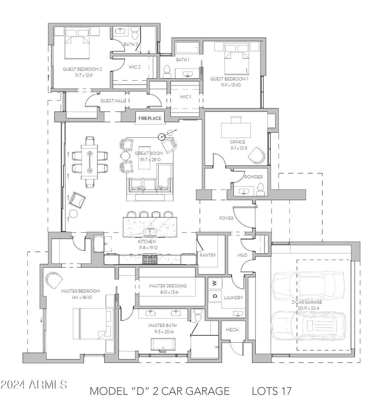 MODEL D 2 CAR FLOOR PLAN
