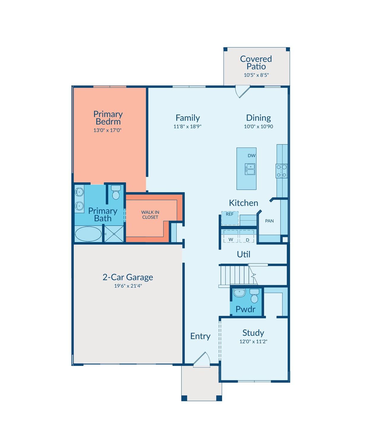 2D floor plan layout of this home in Meridiana, Manvel, TX (Image 2).